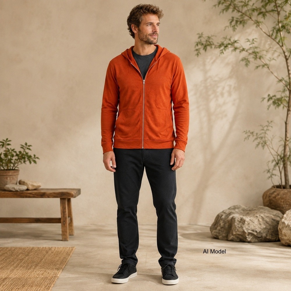 New Icebreaker Central Classic Hoodie Jacket Mens Medium Merino Wool Orange